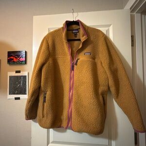 Patagonia Brown Fleece Jacket with Fuchsia Accents